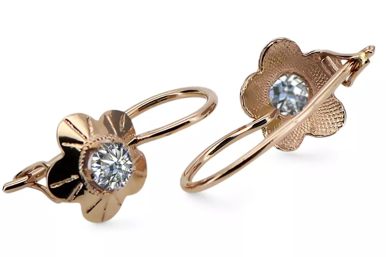 Vintage náušnice kubický zirkón originálny vintage 14k produkt s ružovým zlatom vec028r